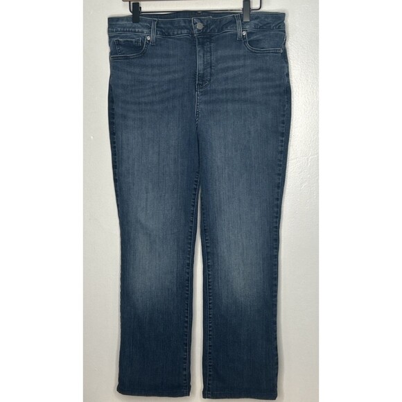 NYDJ Denim - NYDJ Marilyn Jean Size 14 Straight Dark Indigo Wash Lift Tuck High Rise